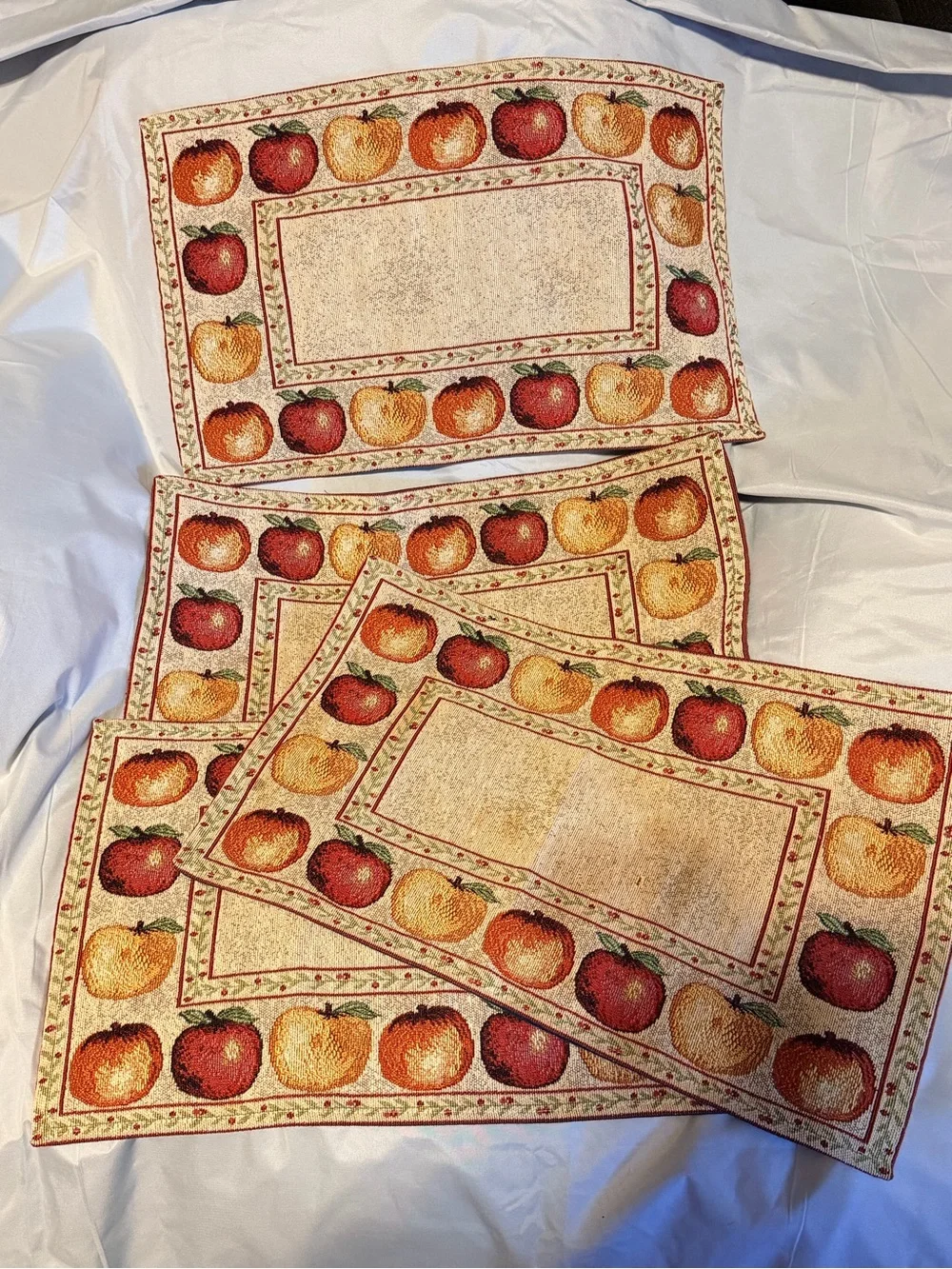 Vintage Apple‎ Harvest Woven Tapestry Placemats Set of 4 | Farmhouse